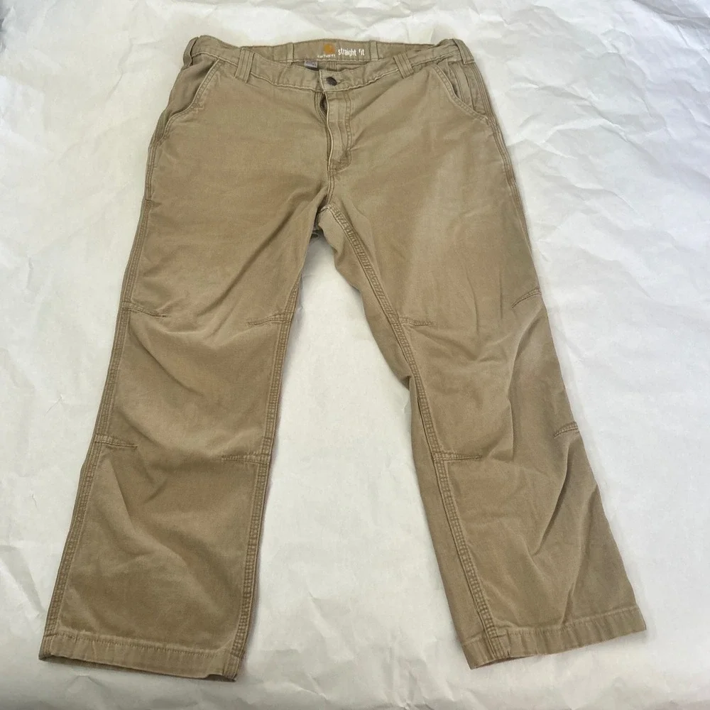 Carhartt Mens Straight Fit Work‎ Canvas Pants Tan Khaki Rigby Utility 38x26